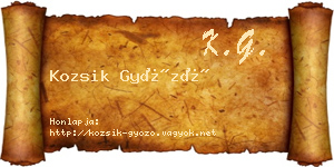 Kozsik Győző névjegykártya